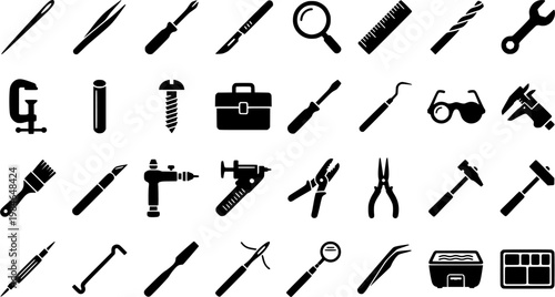 Precision Tools Icons. Precision Tools. Line icon set of Precisi
