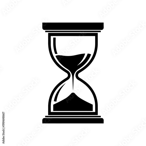 Simple black hourglass silhouette icon on a white background.