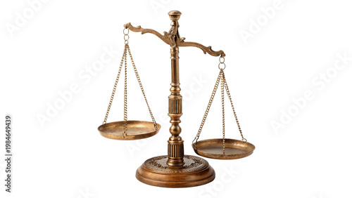 Foto Symbol of justice displayed as a bronze scale isolated on transparent background
