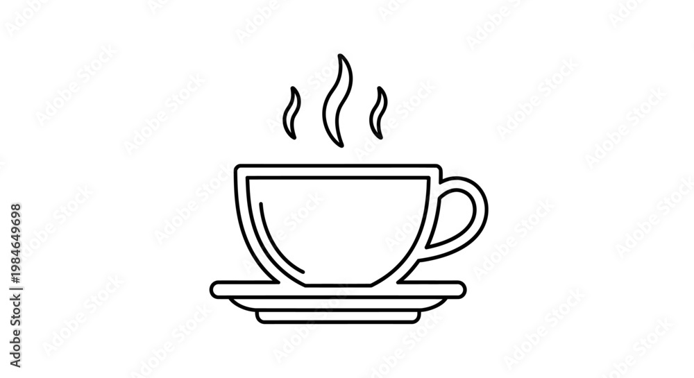 Obraz premium A steaming hot coffee cup icon and tea mug vector illustration featuring a cafe espresso beverage with aroma for a breakfast restaurant logo sign