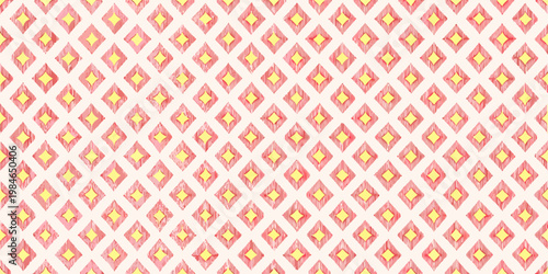 Watercolor diamond pattern with soft pink and yellow hues