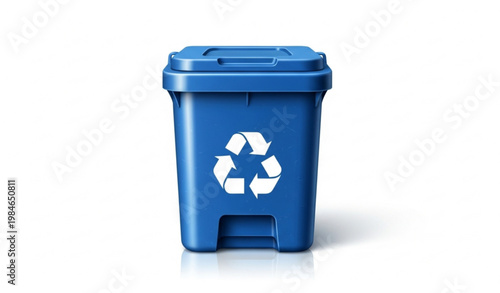 Blue Recycling Bin Waste Container Eco Vector Illustration