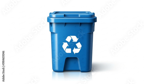 Blue Recycling Bin Waste Container Eco Vector Illustration