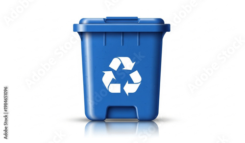Blue Recycling Bin Waste Container Eco Vector Illustration