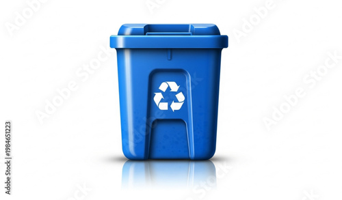 Blue Recycling Bin Waste Container Eco Vector Illustration