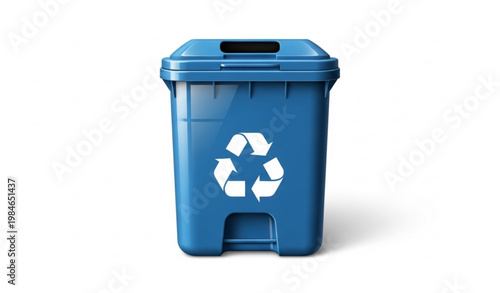 Blue Recycling Bin Waste Container Eco Vector Illustration