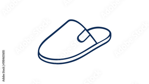 Minimalist Slipper Line Icon Vector Illustration; Scalable Flat Design of a Comfortable House Shoe, Mule, or Indoor Footwear; AI-Generated Graphic for Lifestyle, Spa, and Home Comfort Branding.