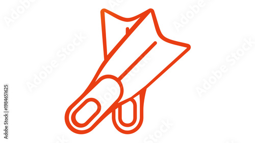 Vibrant orange gradient swim fins vector icon illustration. Minimalist line art of diving flippers for snorkeling and water sports. Scalable flat design for summer vacation and swimming gear.
