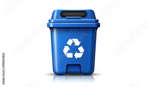 Blue Recycling Bin Waste Container Eco Vector Illustration