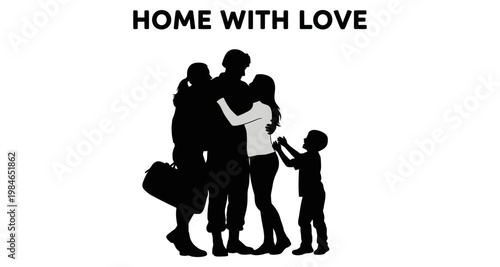 Soldier returning home for a loving family reunion embrace