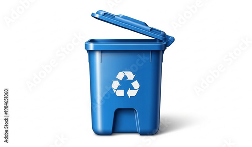 Blue Recycling Bin Waste Container Eco Vector Illustration