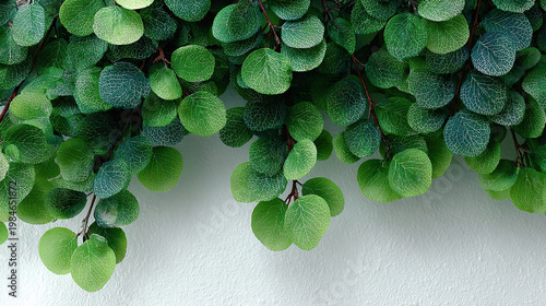 Green cascading foliage against light wall