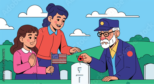 Family Honoring Fallen Soldier.