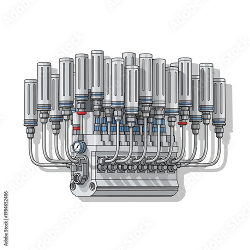 Complex Pneumatic Manifold System with Multiple Solenoid Valves