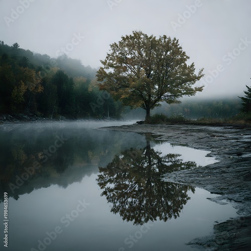 misty morning in the morning