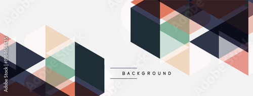 Abstract geometric shapes overlap, creating modern background. Soft colors blend, offering clean visual texture. Minimalist design.