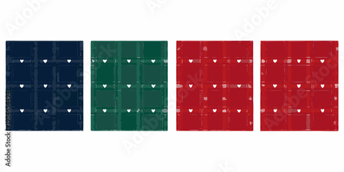 Four chocolate bars in different colors arranged in a row