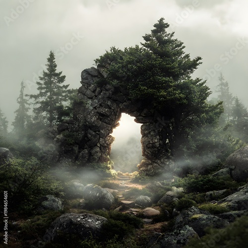 misty morning in the forest