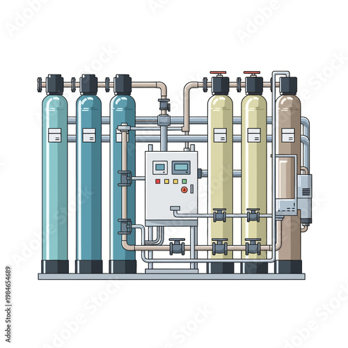 Industrial Water Filtration System with Control Panel