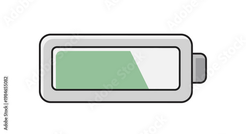 Illustration of a partially charged battery icon with a green level indicator.