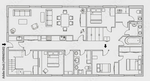 Architectural floor plan of a modern house design.
