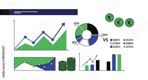 Financial growth and investment analysis with charts and graphs