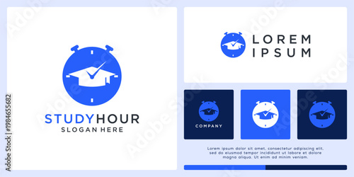 Study hour logo design with hat