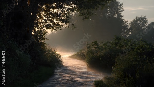 sunrise over the river