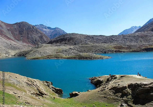 Beautiful panoramic view of Lulusar Lake in Naran, Kaghan Valley, Pakistan. 