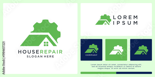 House repair logo design with gear