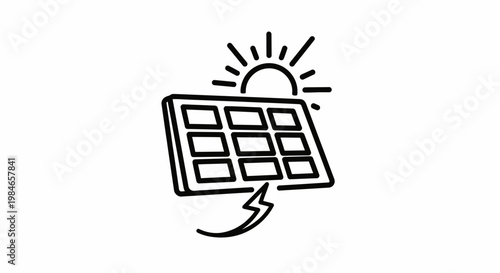 Solar panel renewable energy icon.