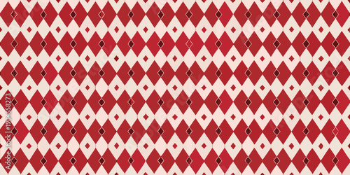 A repeating pattern of red and white diamond shapes fills the frame