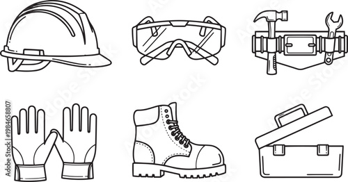 Construction safety equipment hard hat goggles