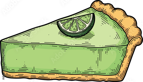 A slice of lime pie on a transparent background