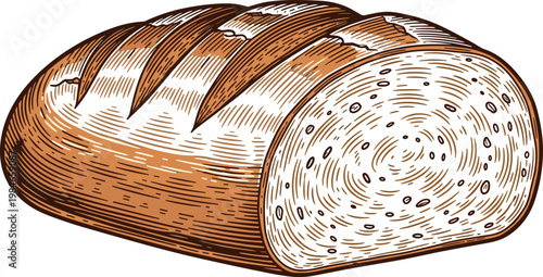 A delicious loaf of bread on transparent background