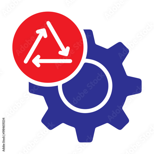 Gear with recycle symbol