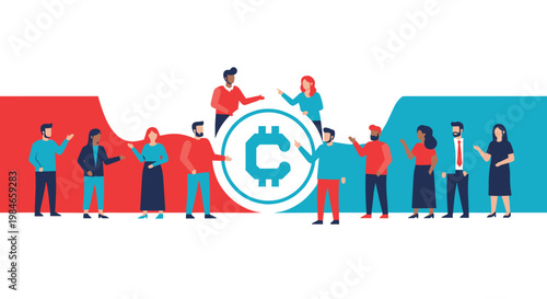Flat minimalist illustration of crypto community, b