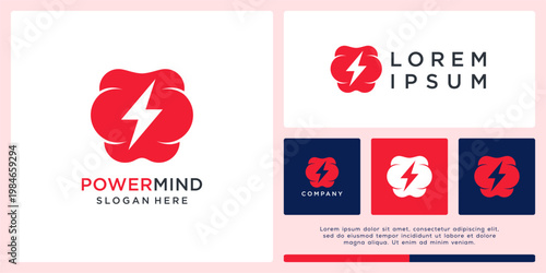 Power mind logo design template with flash
