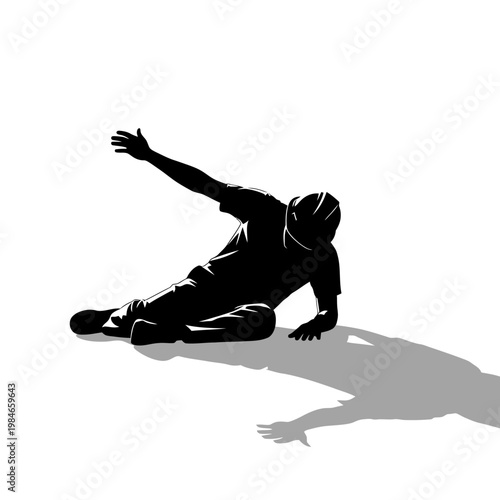 Man falling down, silhouette illustration, accident victim, black shadow