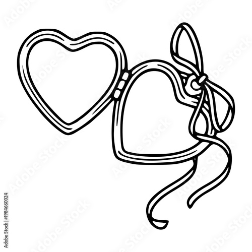 vintage heart shaped locket necklace with ribbon design illustration