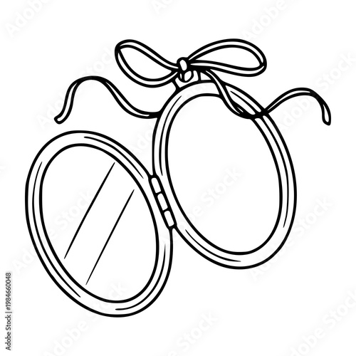 vintage oval locket necklace with ribbon design illustration