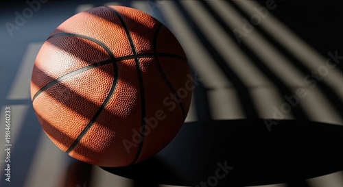 A basketball is a sports ball used in the game of basketball. It is typically orange and black in color and has a net on the back.
