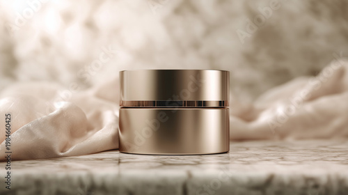 Cosmetic cream jar mockup with matte finish and soft lighting, luxury skincare branding concept
