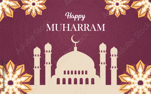 Elegant Red and Gold Ornament Muharram Background