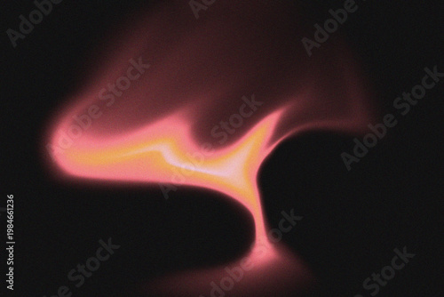 Vibrant pink and orange glowing shape on a dark background with a unique design