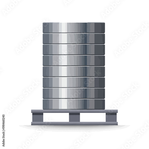 Stack of Metal Ingots on Wooden Pallet, Industrial Material Storage