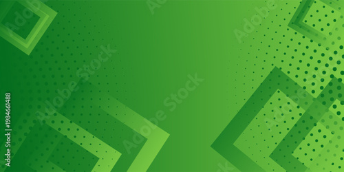 Abstract green geometric background with overlapping diamond shapes and halftone dot pattern. Modern dynamic backdrop for tech, environmental, and business designs