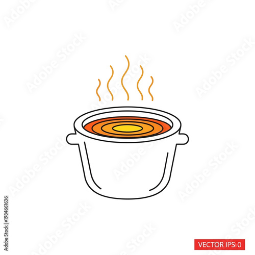 Steaming Pot of Hot Soup Icon Vector Illustration