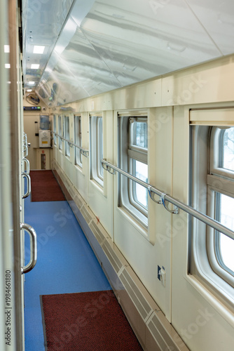 Interior of train car with many compartments, Train wagon inside