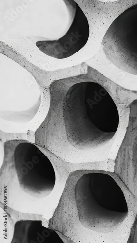 Concrete structure with holes close up view of a textured concrete surface featuring multiple distinct holes